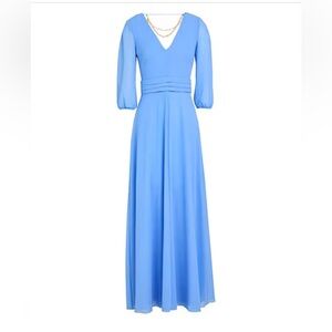 NWT Patrizia Pepe Elegant Blue V-Neck Long Sleeve Maxi Dress